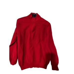 Cherry Red Qtr Zip Long Sleeve Sweater Mens Medium
